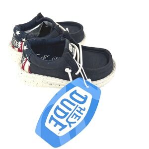 Kids Hey Dude Wally Toddler Americana Navy White Stars Stripes Shoes Size TD5